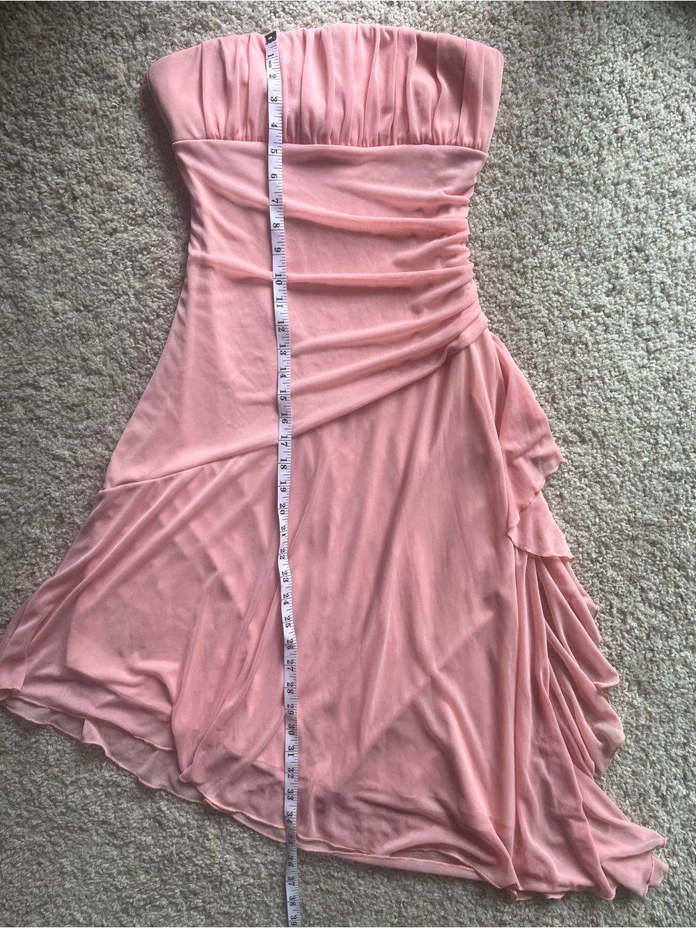 Hot Kiss Strapless Blush Pink Ruched A-Line Asymmetrical Fairy whimsical Dress